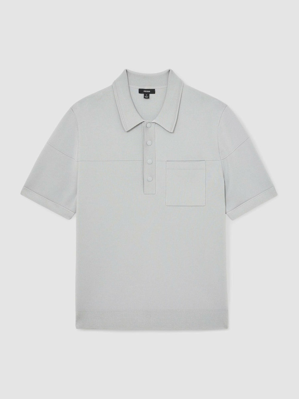 Press-Stud Seam-Detail Polo Shirt Ice Grey | Mens