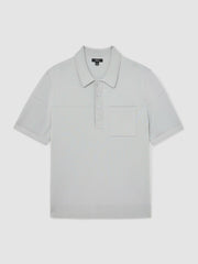 Press-Stud Seam-Detail Polo Shirt Ice Grey | Mens