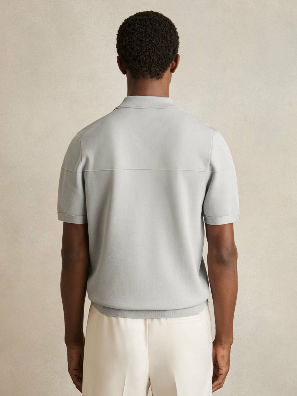 Press-Stud Seam-Detail Polo Shirt Ice Grey | Mens