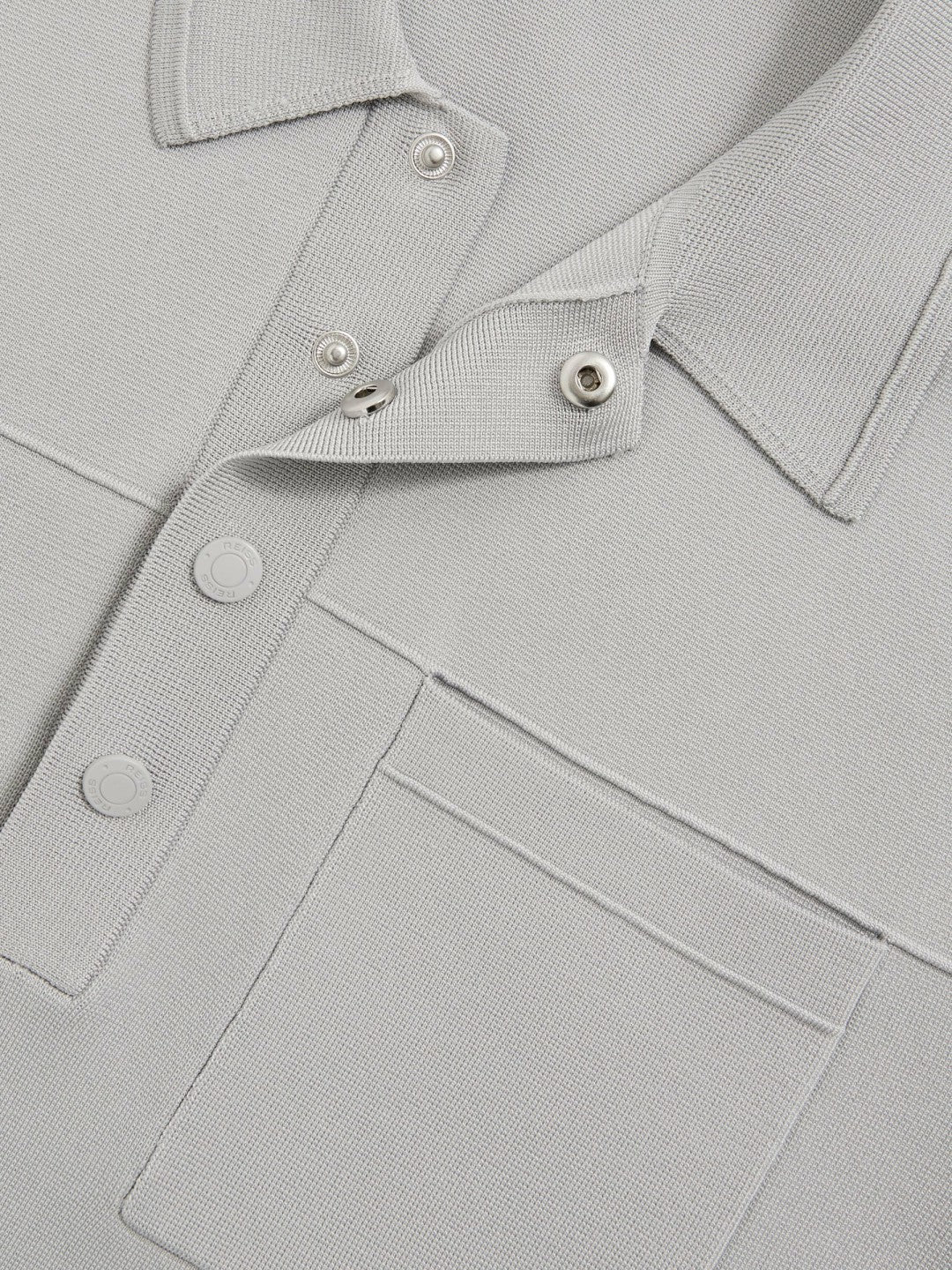Press-Stud Seam-Detail Polo Shirt Ice Grey | Mens