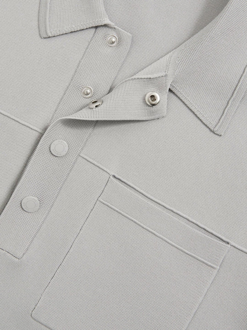 Press-Stud Seam-Detail Polo Shirt Ice Grey | Mens