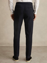 Slim Fit Jersey Drawstring Suit Trousers Navy | Mens