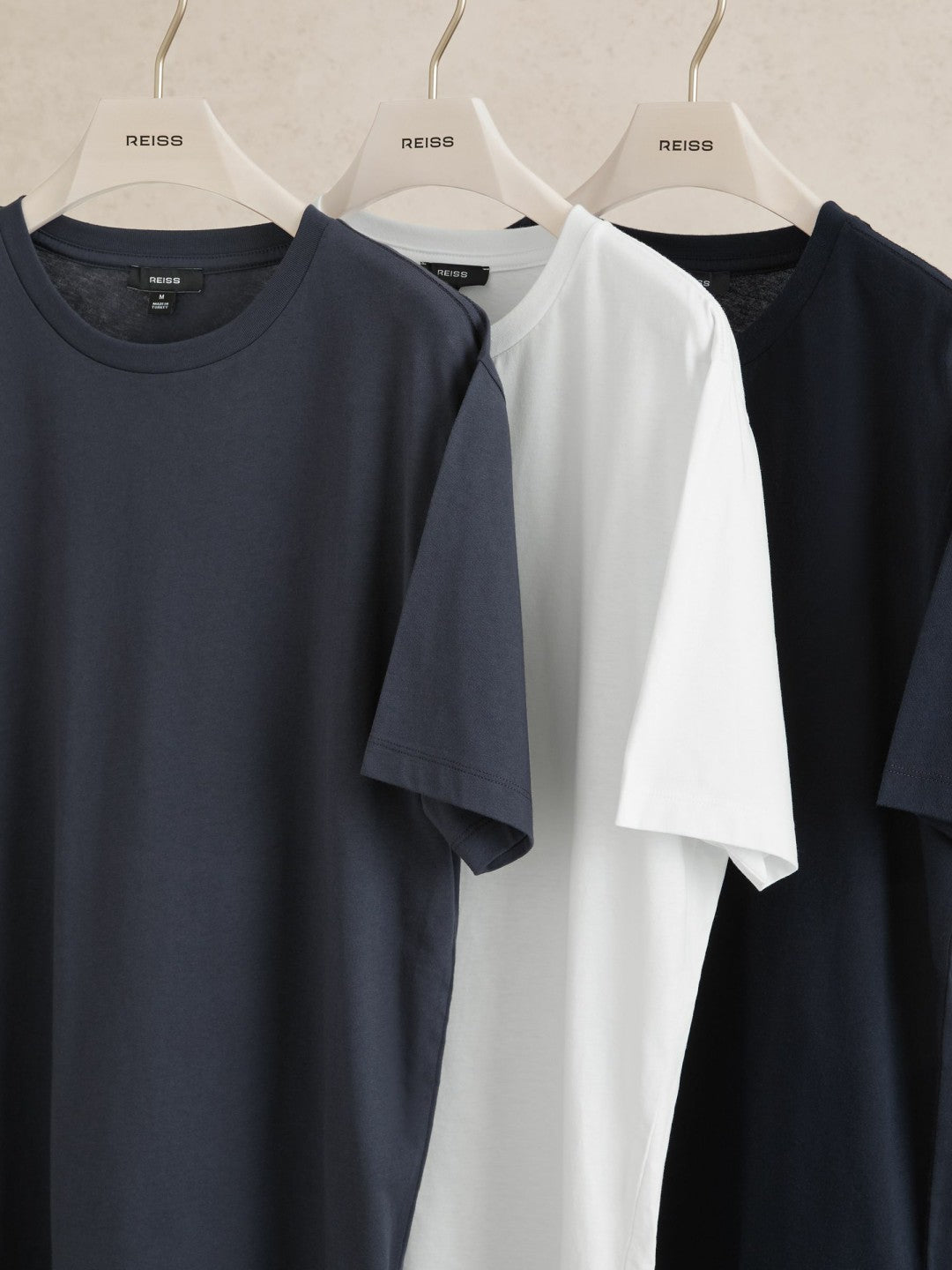 Cotton Crew-Neck T-shirts 3 Pack White/Navy/Airforce Blue | Mens
