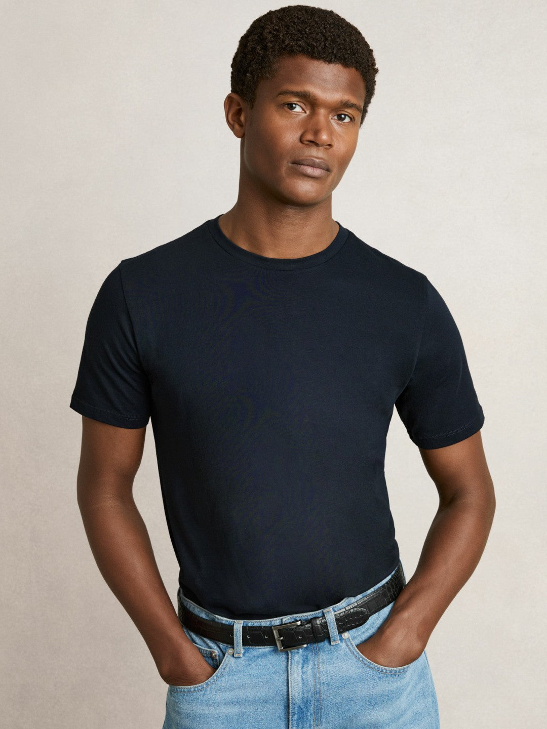 Cotton Crew-Neck T-shirts 3 Pack White/Navy/Airforce Blue | Mens
