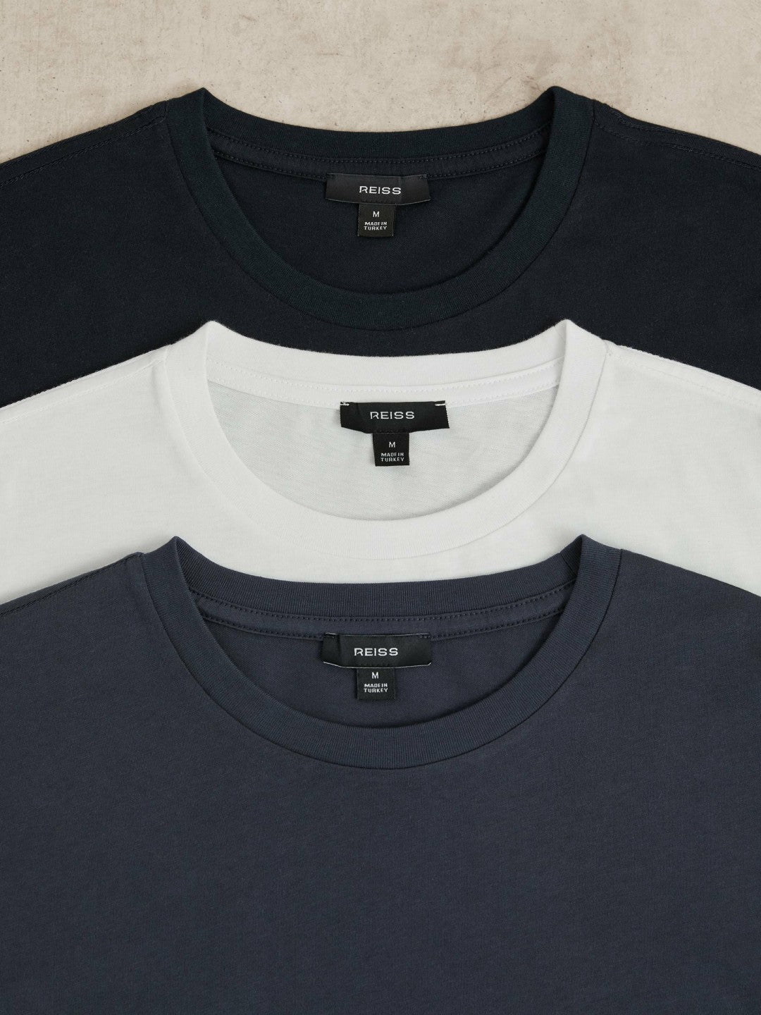 Cotton Crew-Neck T-shirts 3 Pack White/Navy/Airforce Blue | Mens