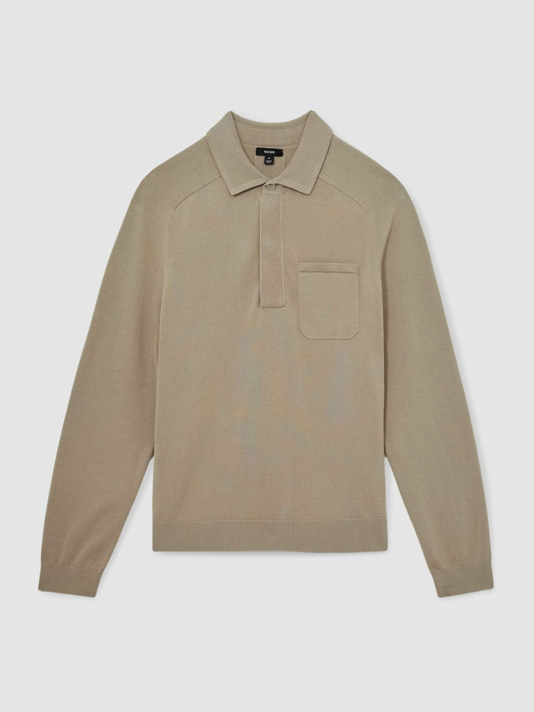 Cotton Concealed Placket Polo Shirt Light Sage Green | Mens