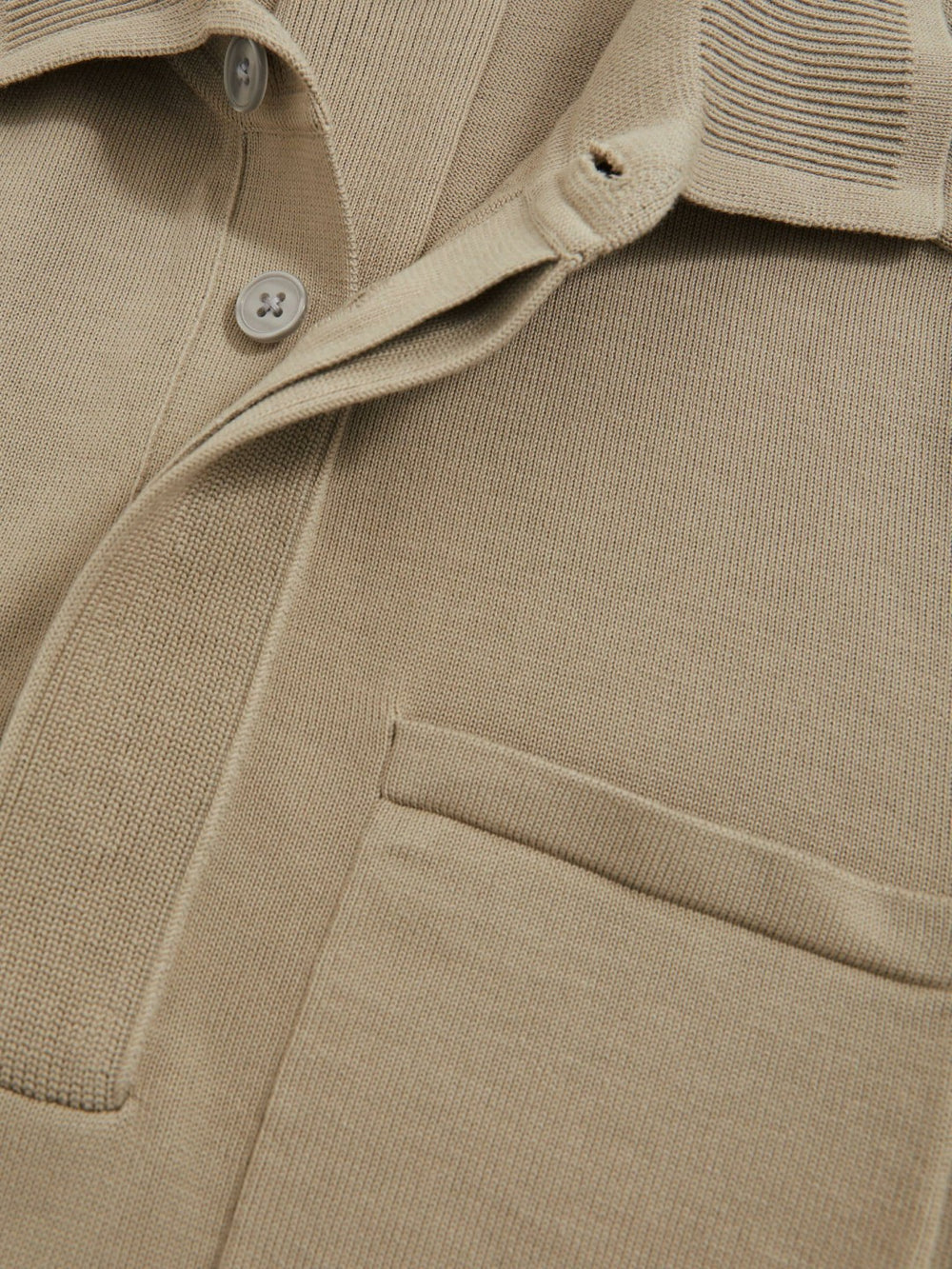 Cotton Concealed Placket Polo Shirt Light Sage Green | Mens