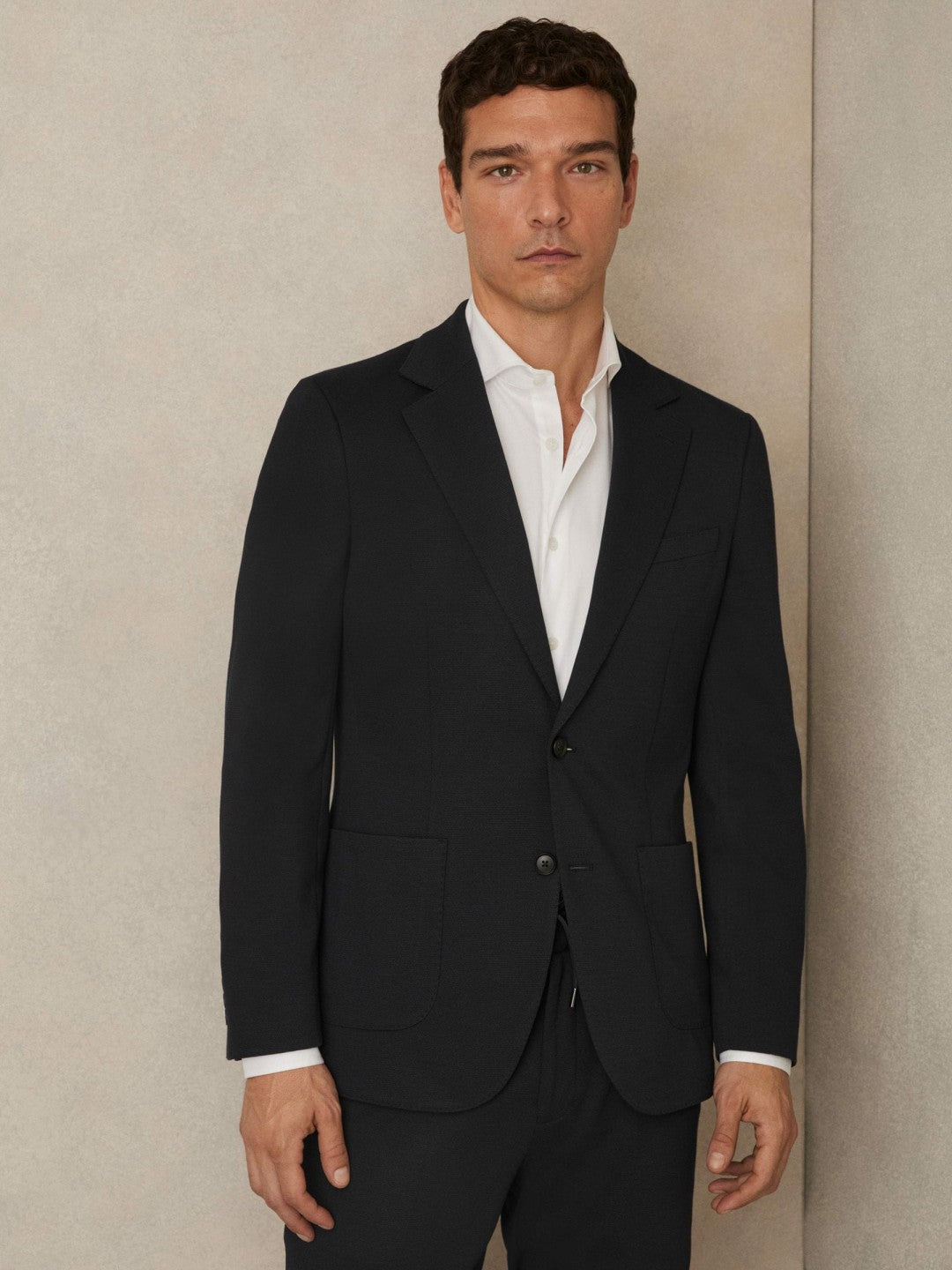 Slim-Fit Single-Breasted Jersey Suit Blazer Navy | Mens