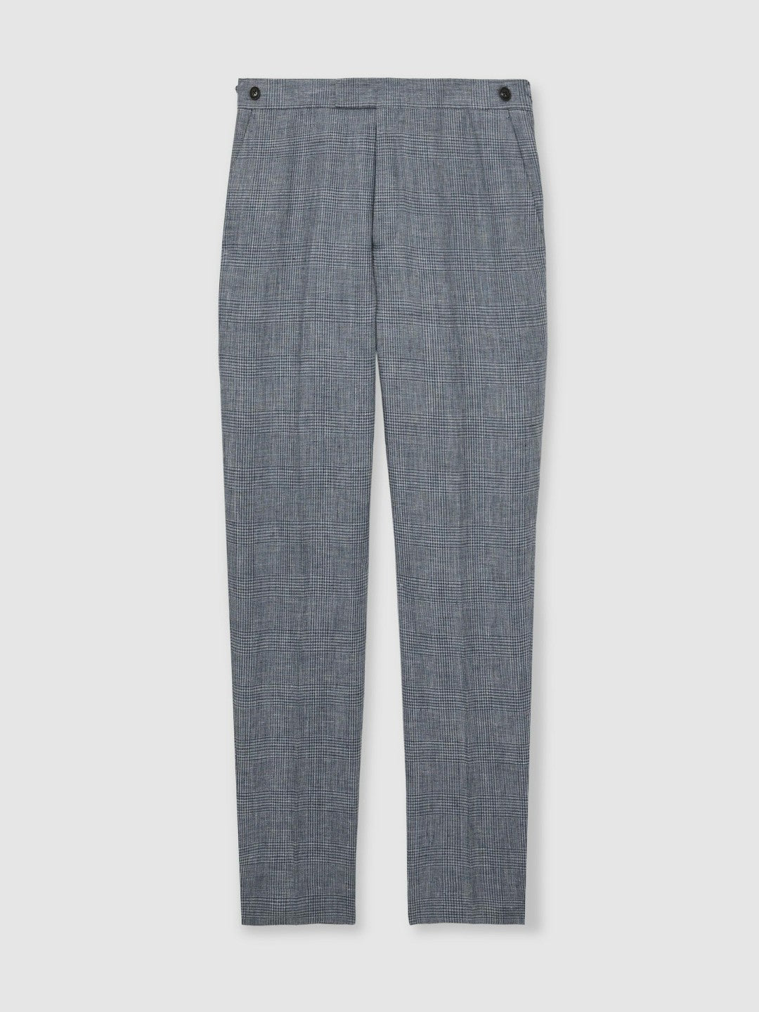 Slim Fit Linen Check Suit Trousers Soft Blue | Mens
