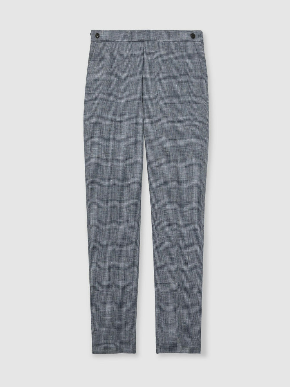 Slim Fit Linen Check Suit Trousers Soft Blue | Mens