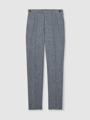 Slim Fit Linen Check Suit Trousers Soft Blue | Mens