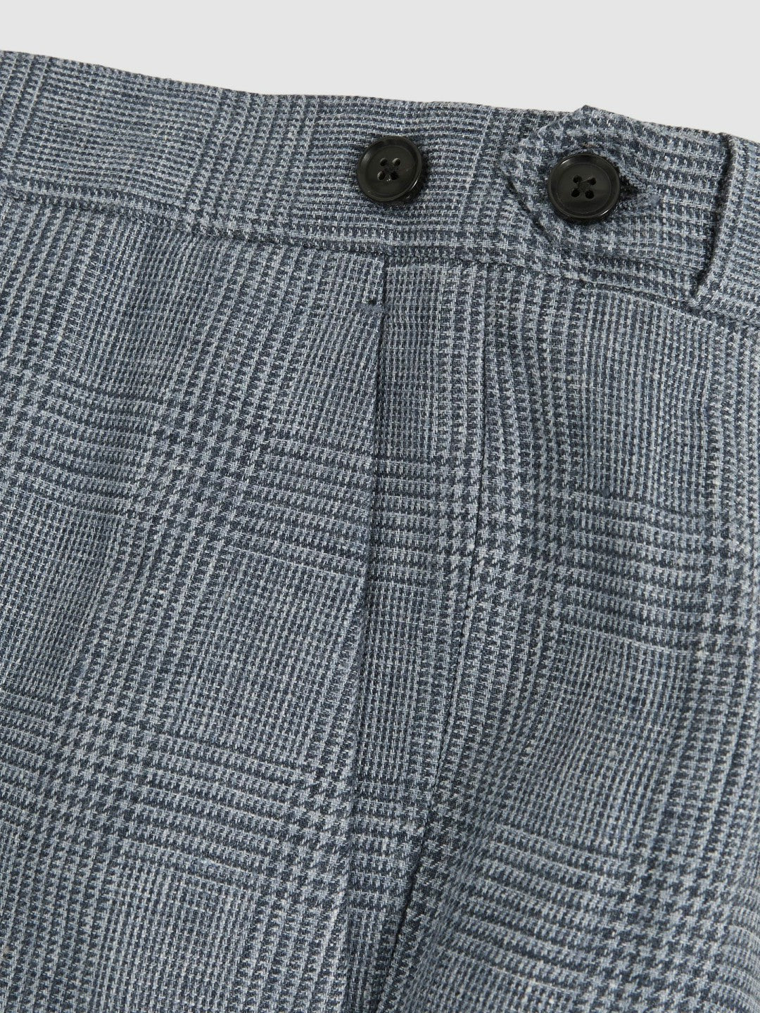 Slim Fit Linen Check Suit Trousers Soft Blue | Mens