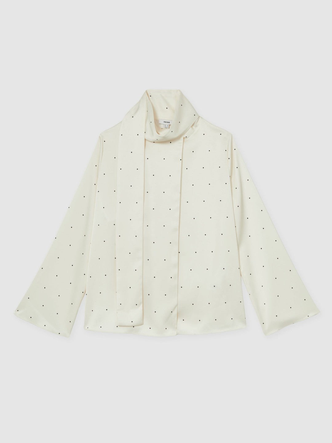 Satin Polka Dot Tie Neck Blouse Ivory | Womens