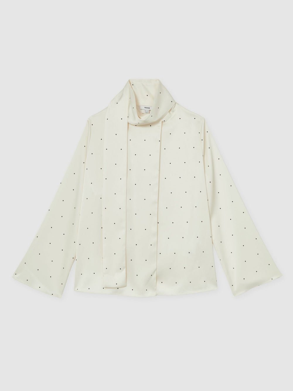 Satin Polka Dot Tie Neck Blouse Ivory | Womens
