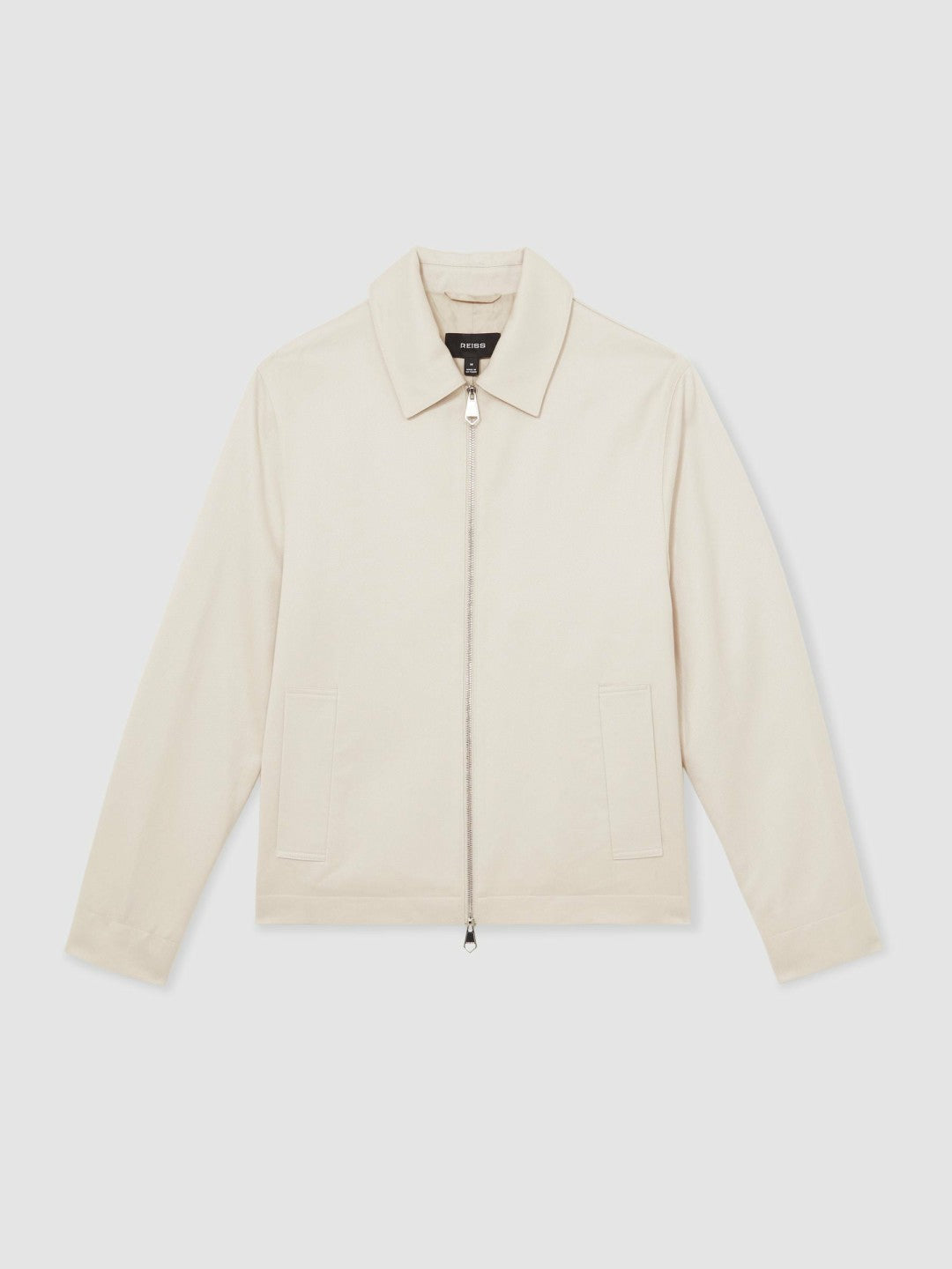 Lyocell-Cotton Zip-Through Twill Jacket Ecru | Mens