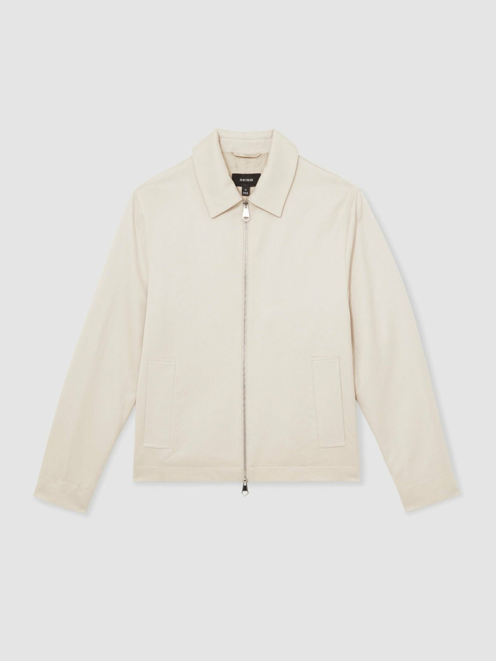 Lyocell-Cotton Zip-Through Twill Jacket Ecru | Mens