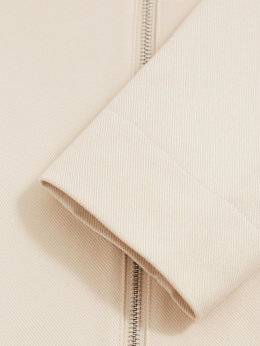 Lyocell-Cotton Zip-Through Twill Jacket Ecru | Mens