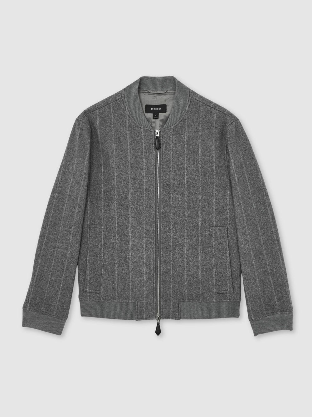 Wool-Blend Chalk-Stripe Bomber Jacket Grey | Mens