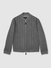 Wool-Blend Chalk-Stripe Bomber Jacket Grey | Mens