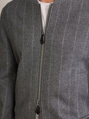 Wool-Blend Chalk-Stripe Bomber Jacket Grey | Mens