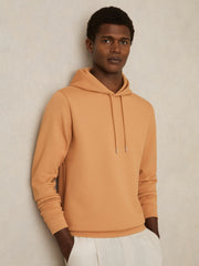 Interlock Jersey Drawstring Hoodie Light Camel Brown | Mens