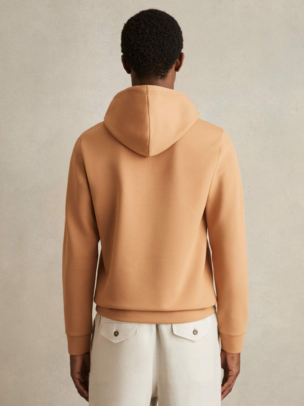 Interlock Jersey Drawstring Hoodie Light Camel Brown | Mens