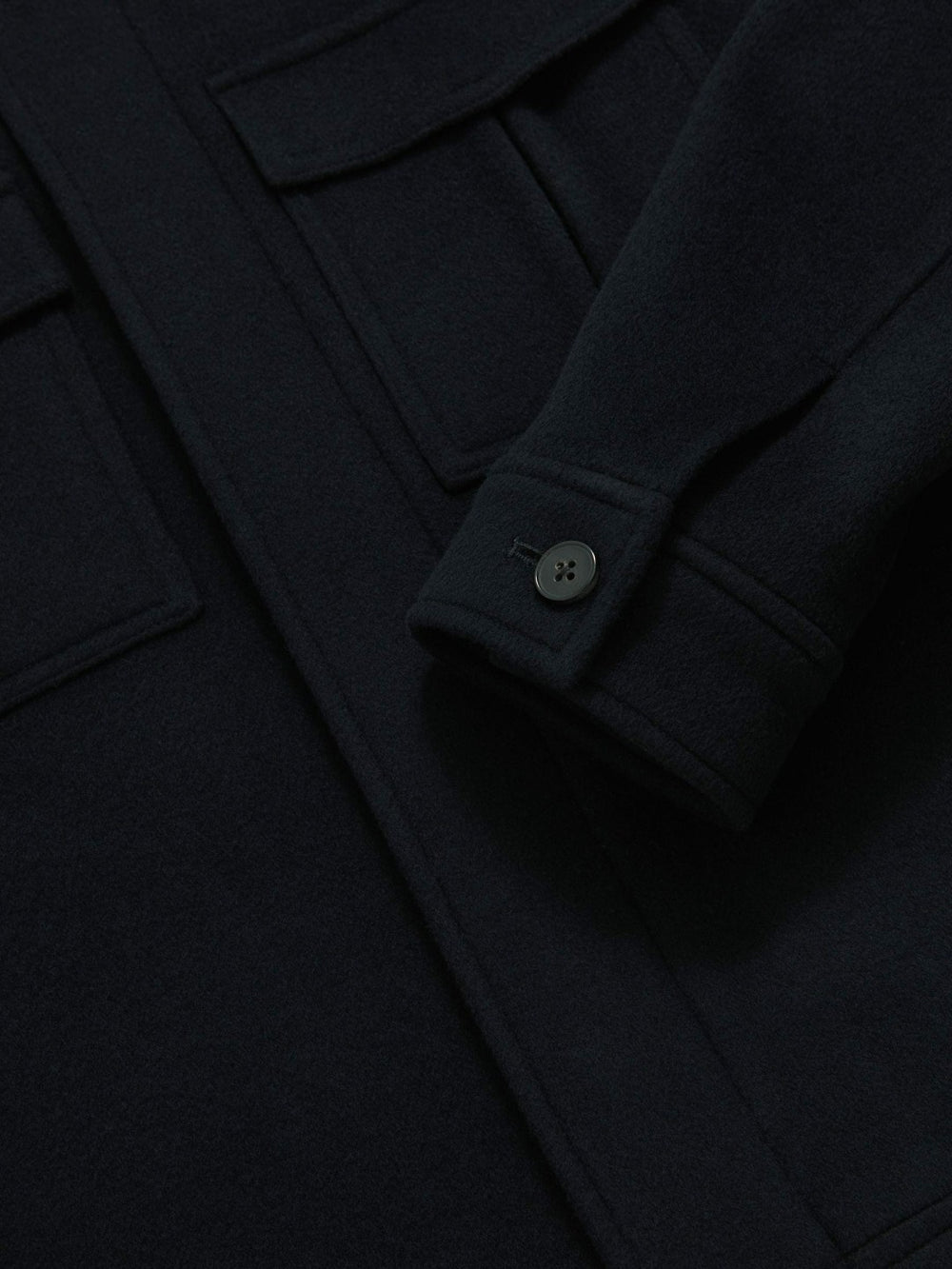 Wool Blend Twin Pocket Zipped Jacket Navy | Mens