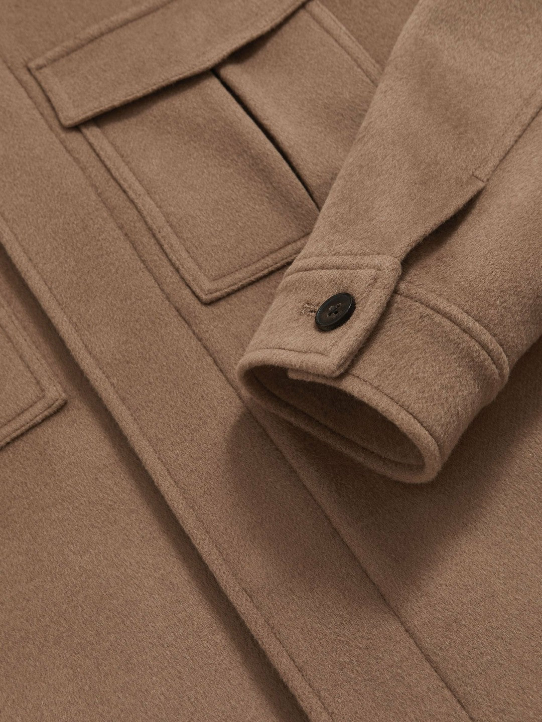 Wool Blend Twin Pocket Zipped Jacket Dark Brown | Mens