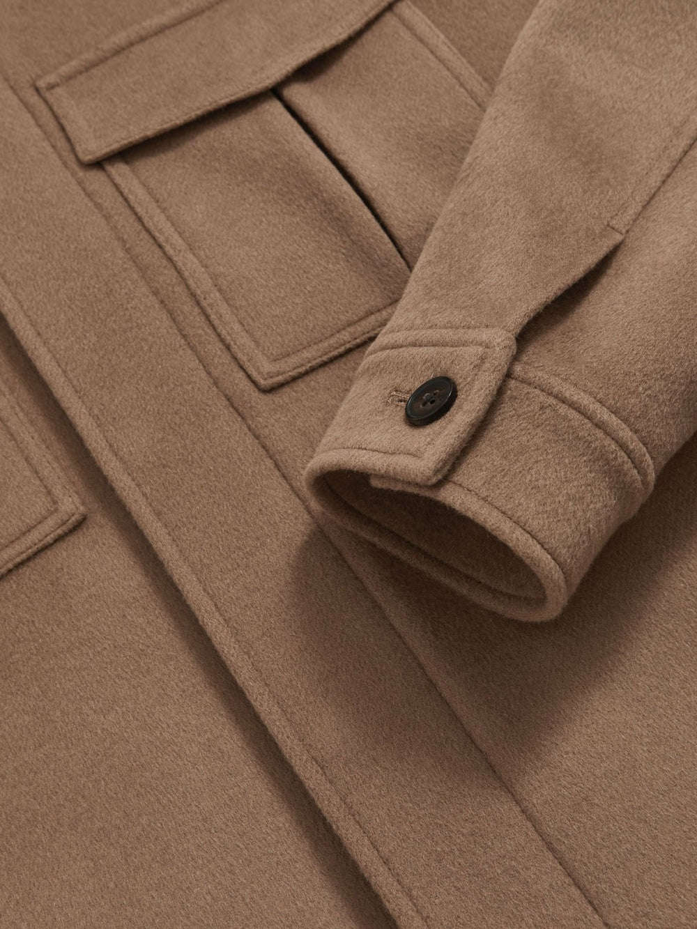 Wool Blend Twin Pocket Zipped Jacket Dark Brown | Mens