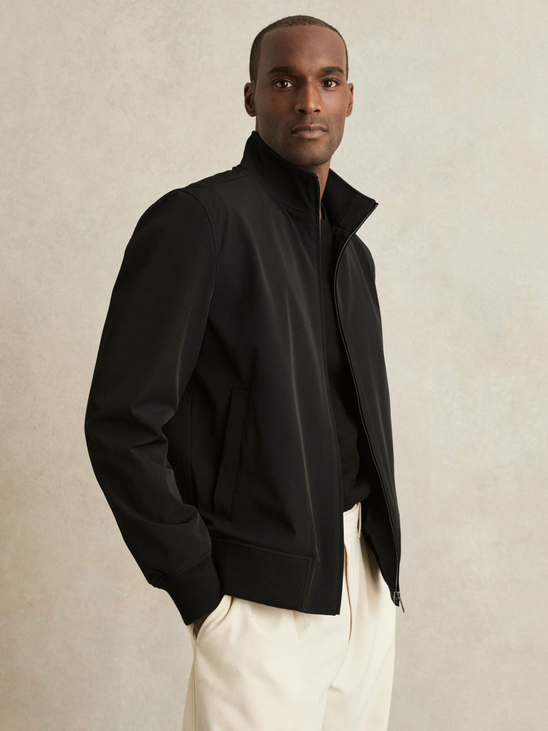 Funnel-Neck Technical Jacket Black | Mens