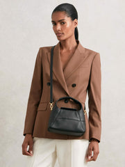 Grained-Leather Shoulder Bag Black | Womens