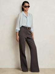 Twill Patch-Pocket Flared Trousers Mauve Neutral | Womens