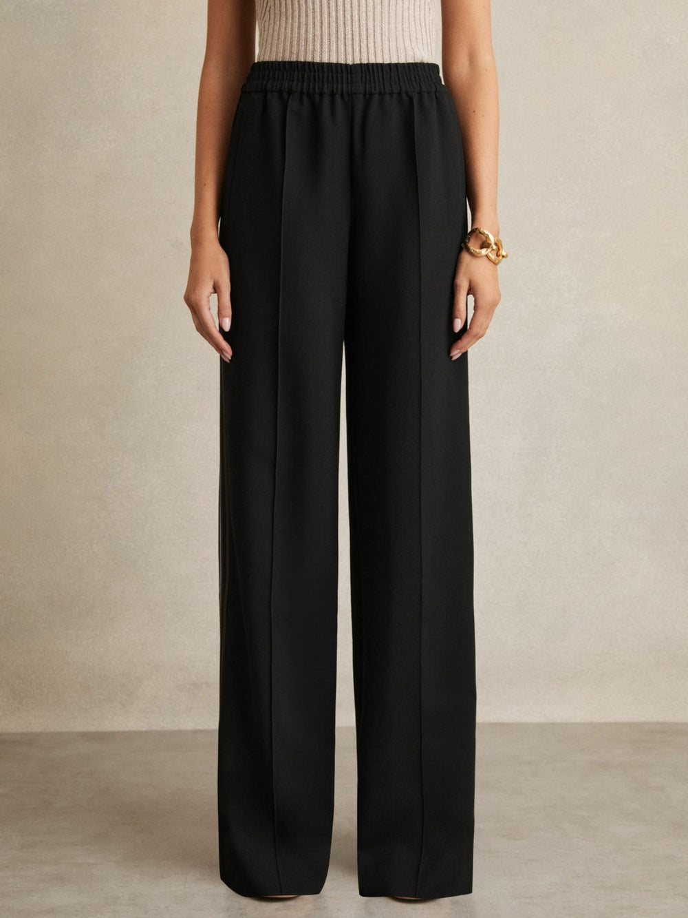 Side-Stripe Wide-Leg Trousers Black | Womens