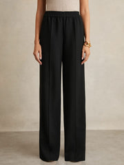 Side-Stripe Wide-Leg Trousers Black | Womens