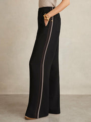 Side-Stripe Wide-Leg Trousers Black | Womens