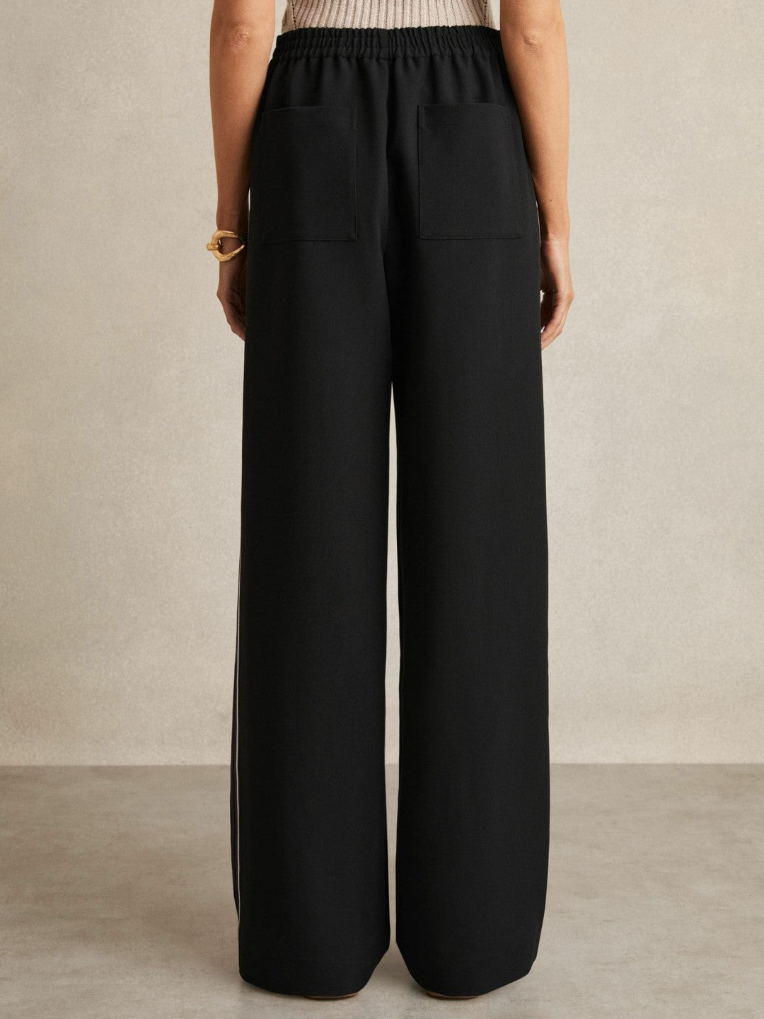 Side-Stripe Wide-Leg Trousers Black | Womens