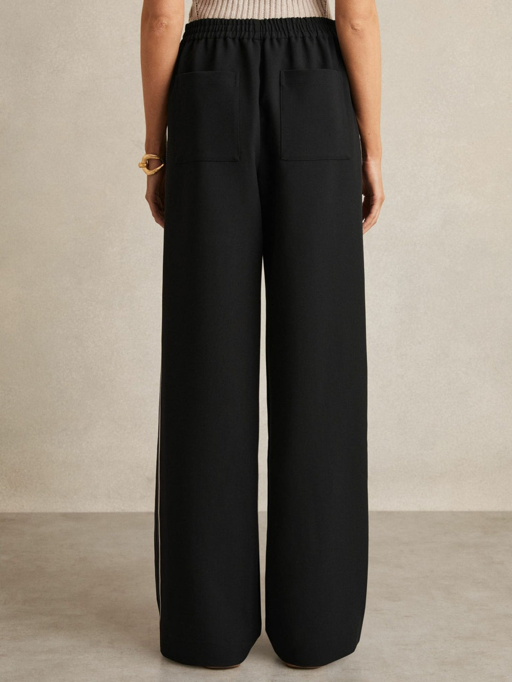 Side-Stripe Wide-Leg Trousers Black | Womens