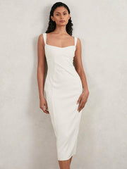 Good American Scuba Crystal Midi Dress White | Womens