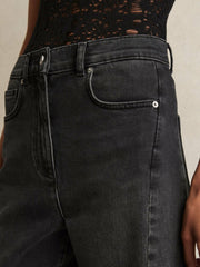 Petite Barrel-Leg Seam Jeans Washed Grey | Womens