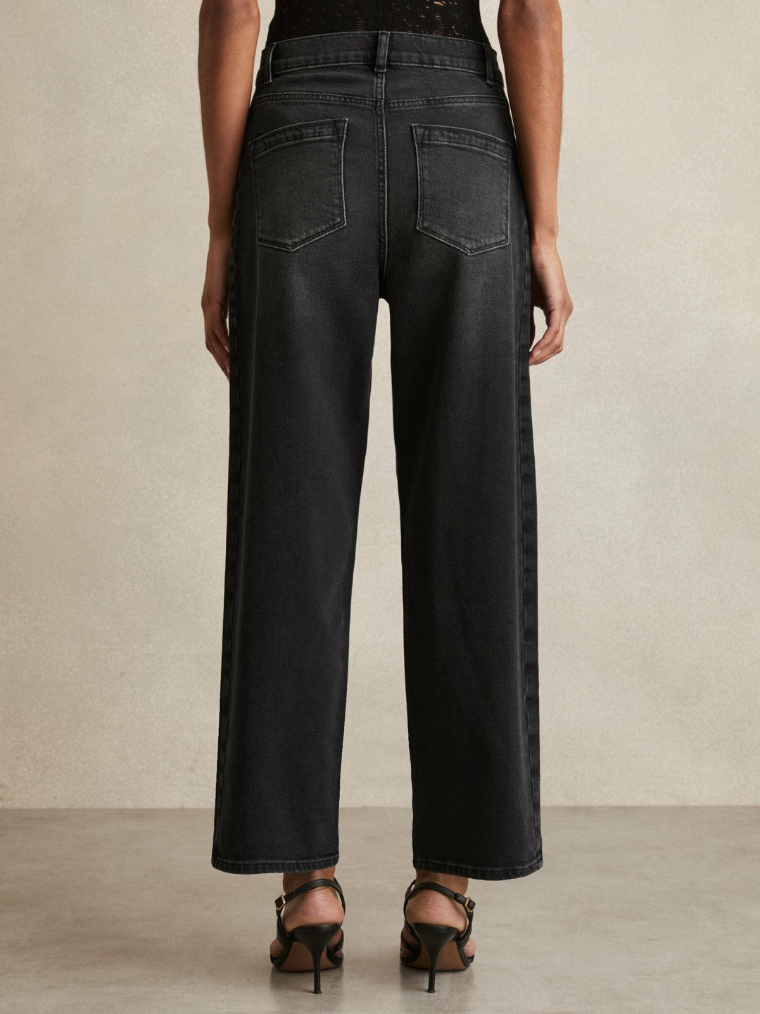 Petite Barrel-Leg Seam Jeans Washed Grey | Womens