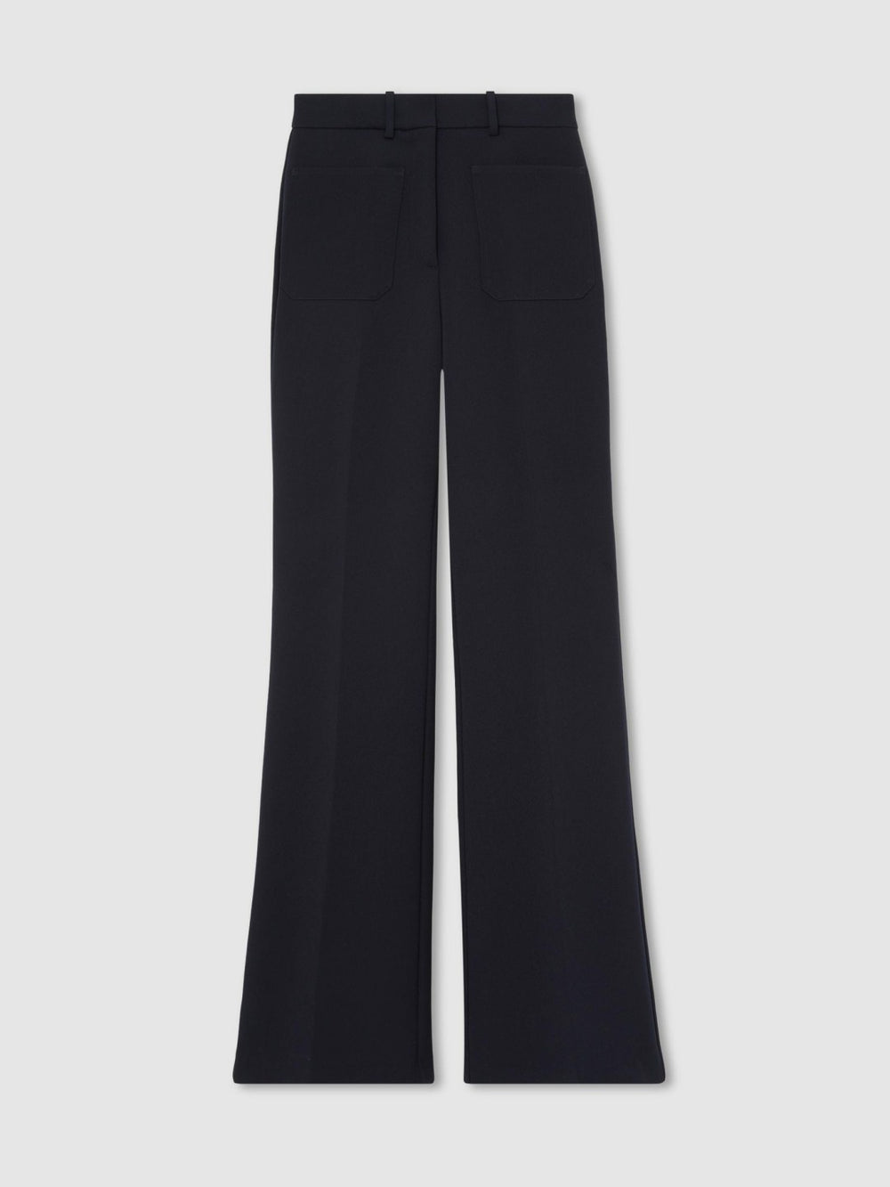 Petite Twill Patch-Pocket Flared Trousers Navy | Womens