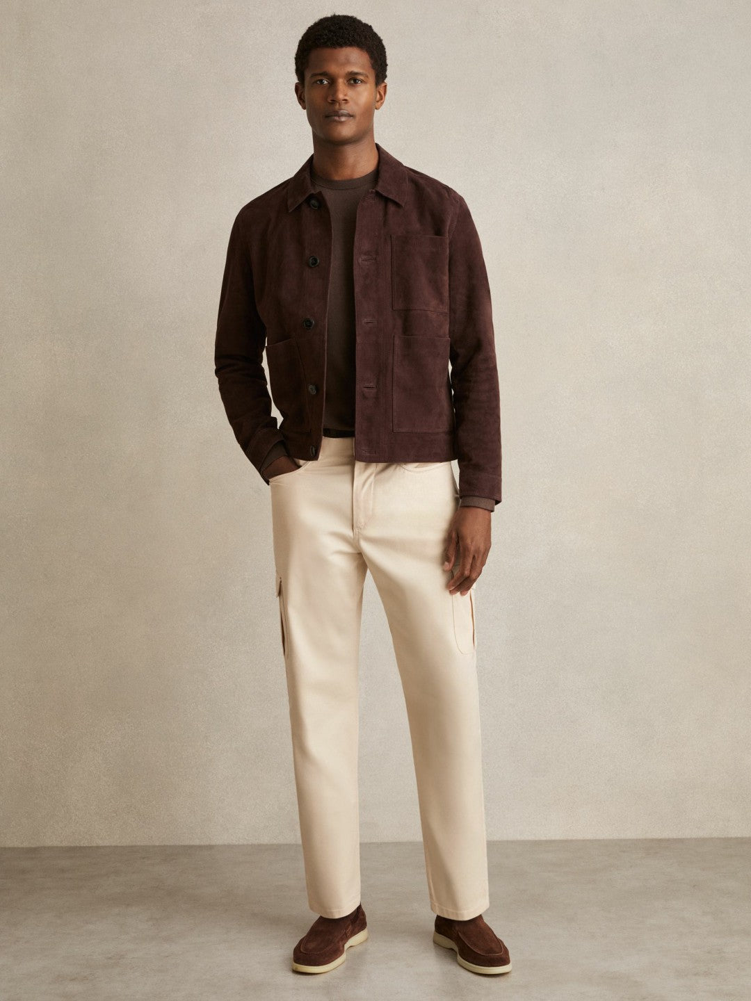 Cotton-Lyocell Cargo Trousers Light Stone | Mens