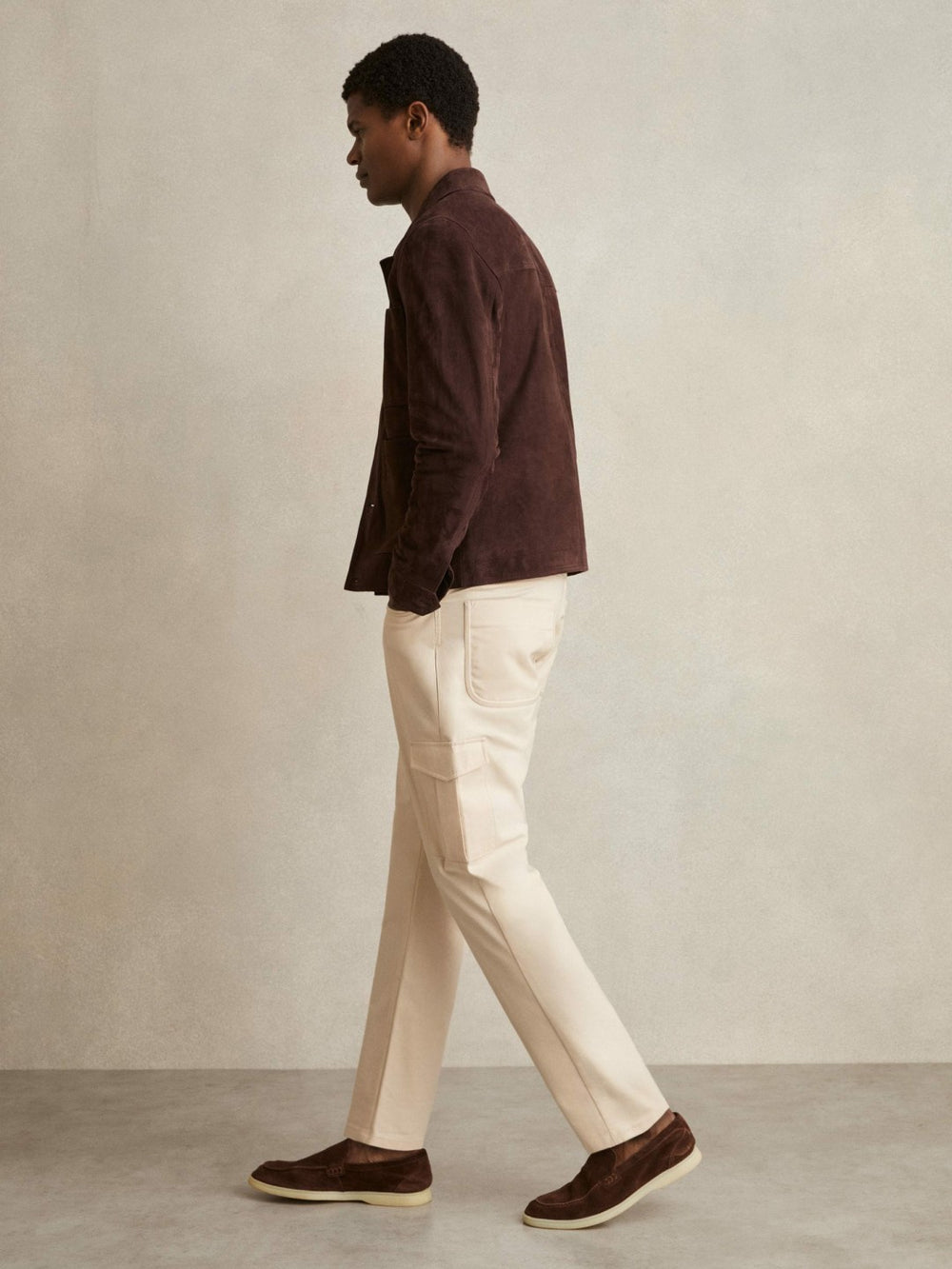 Cotton-Lyocell Cargo Trousers Light Stone | Mens