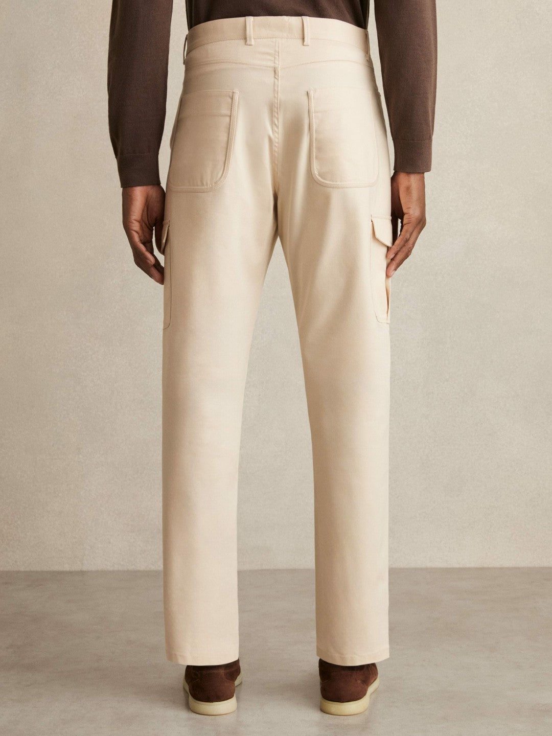 Cotton-Lyocell Cargo Trousers Light Stone | Mens