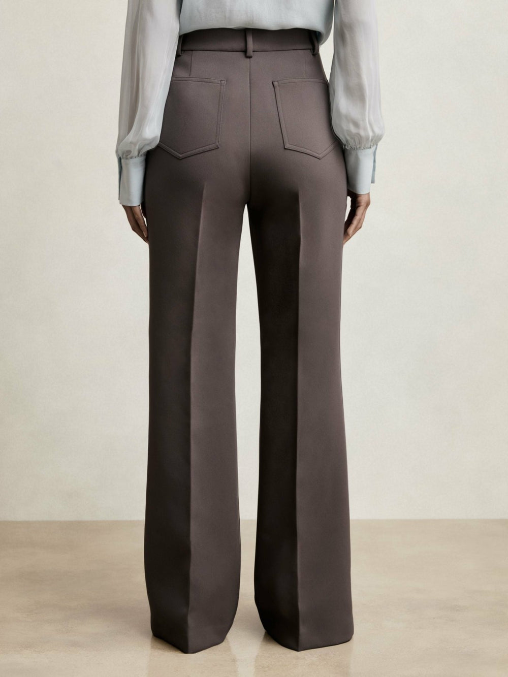 Petite Twill Patch-Pocket Flared Trousers Mauve Neutral | Womens