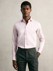 Slim Fit Slim-Fit Cotton-Sateen Shirt Pink | Mens