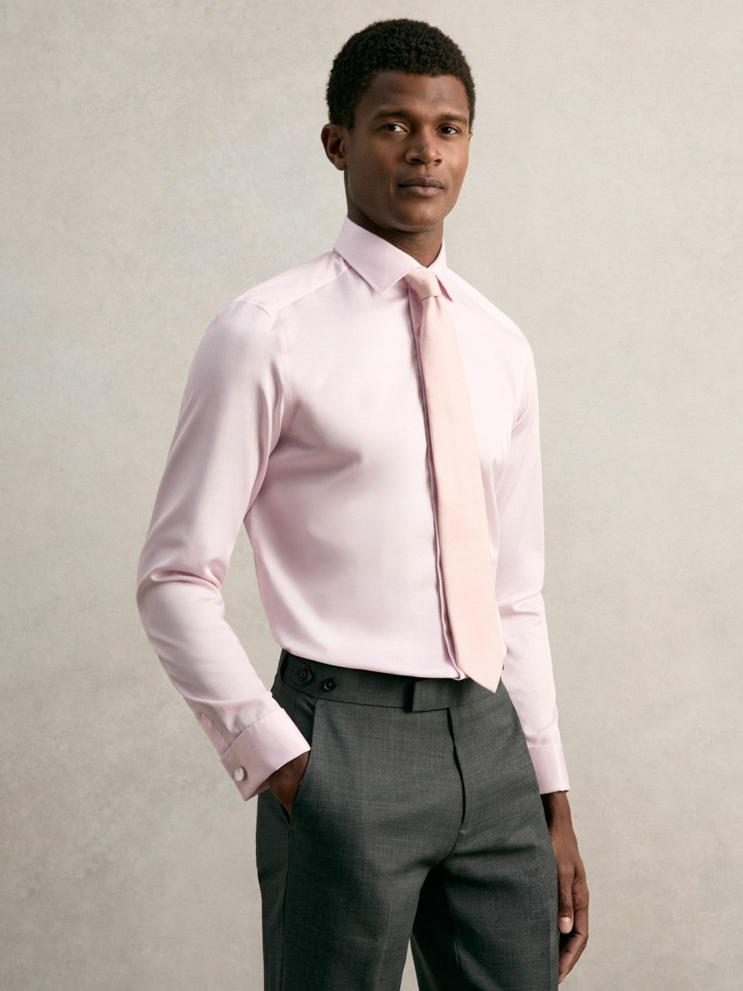 Slim Fit Slim-Fit Cotton-Sateen Shirt Pink | Mens