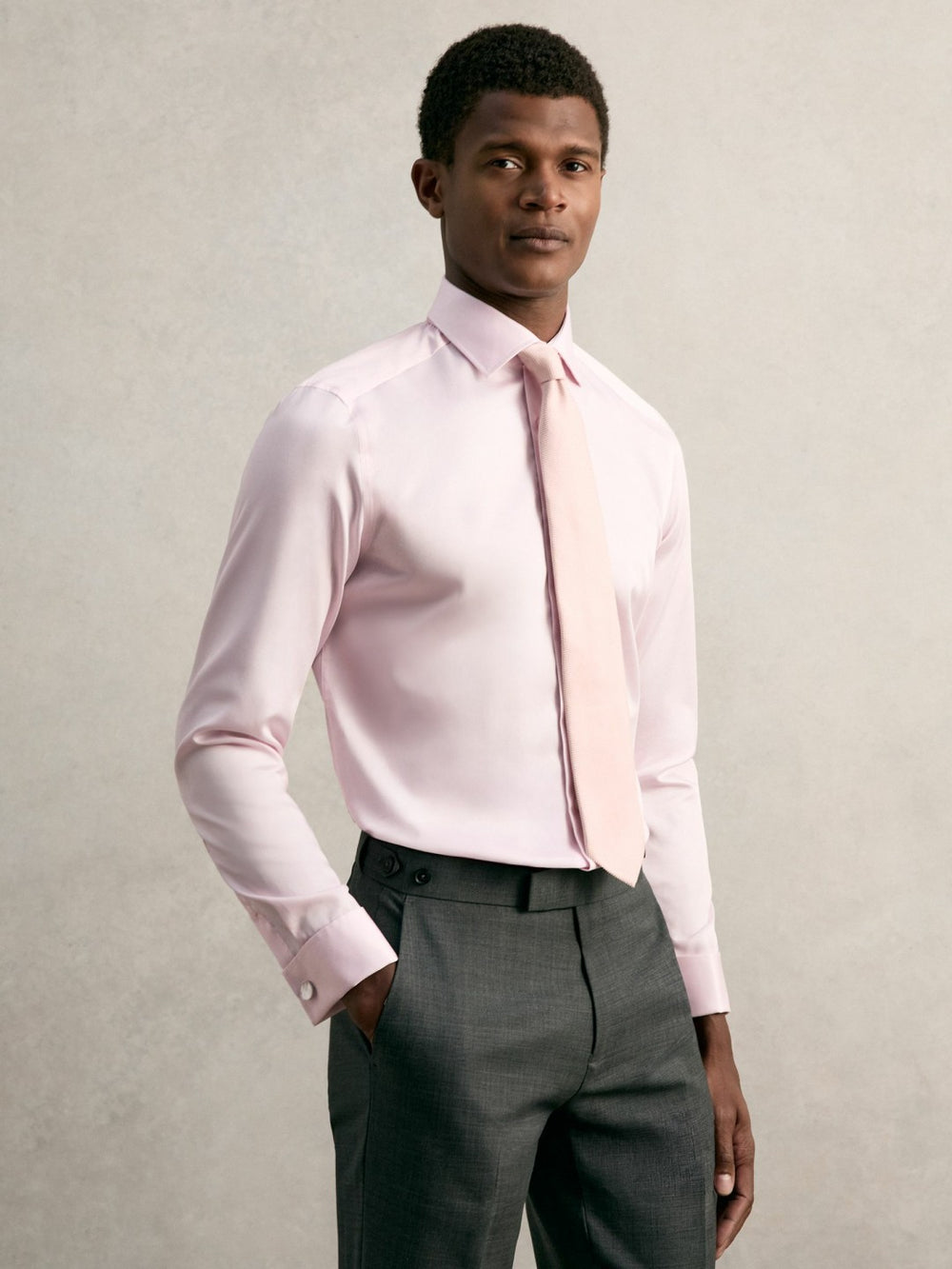 Slim Fit Slim-Fit Cotton-Sateen Shirt Pink | Mens