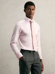 Slim Fit Slim-Fit Cotton-Sateen Shirt Pink | Mens