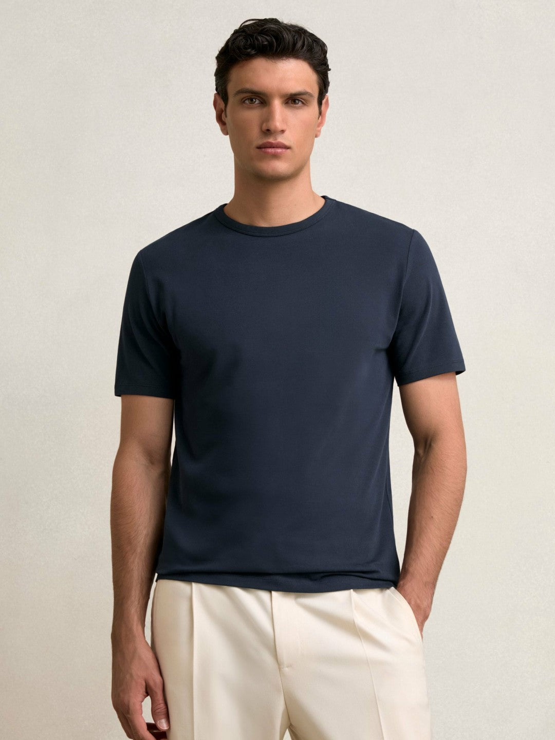Stretch-Cotton Crew-Neck T-Shirt Navy | Mens